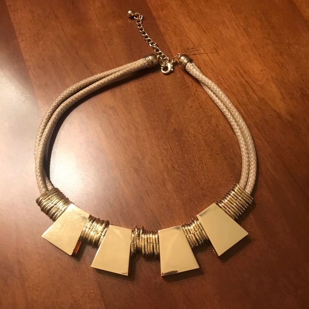 Gold and Tan Statement Necklace.